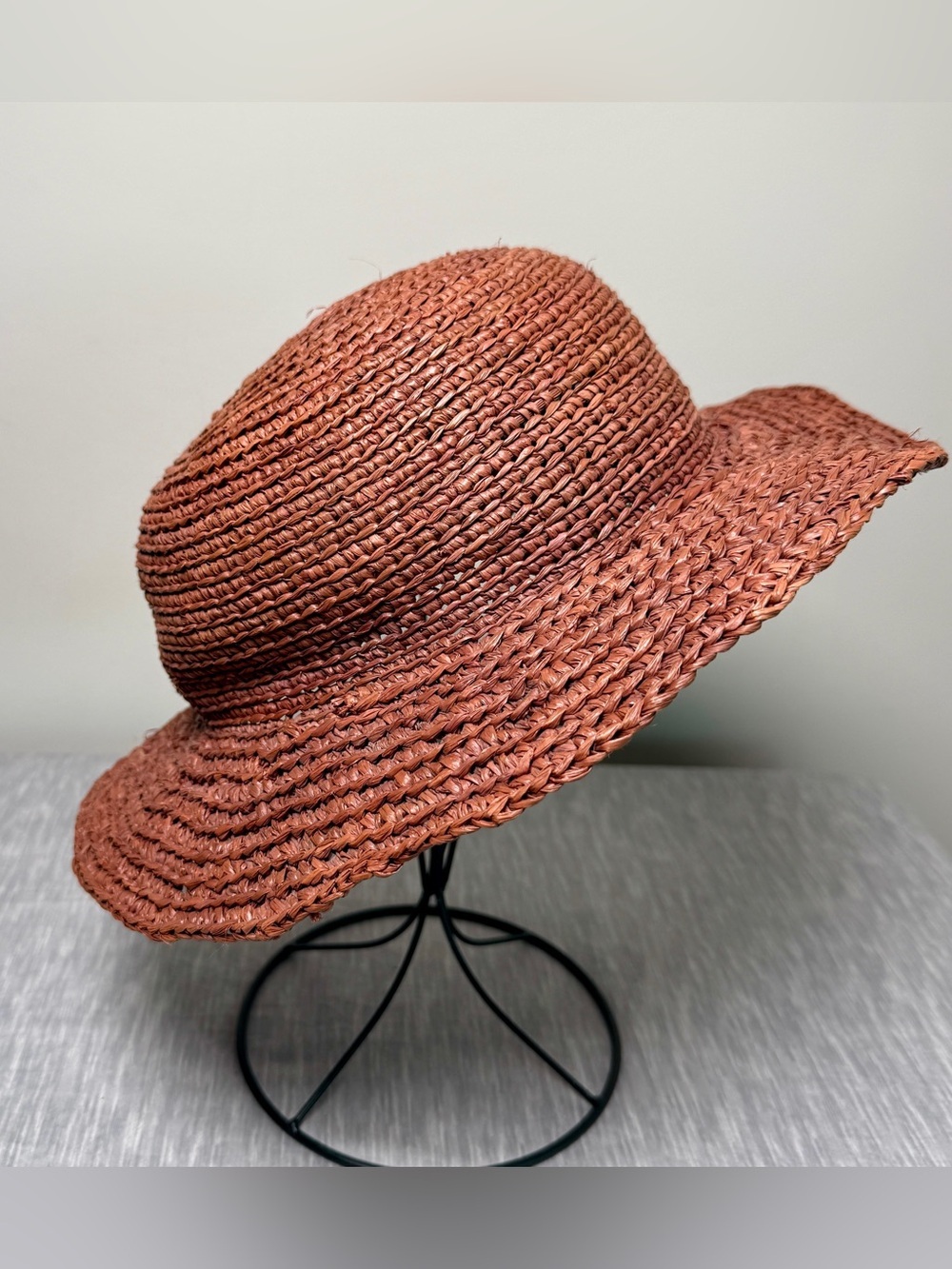 Kaminski Australia Wide Brim Raffia Sun Hat | Terracotta | Boho Beach Coastal - Picture 3 of 9